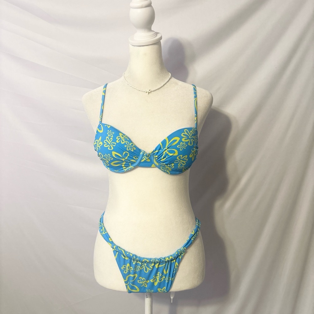 Blue and Yellow Floral Garage Bikini Set